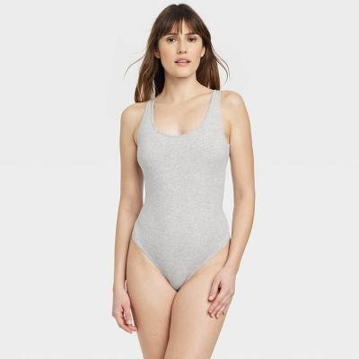 Women's Cotton Stretch Tank Bodysuit - Auden™ Gray L | Target