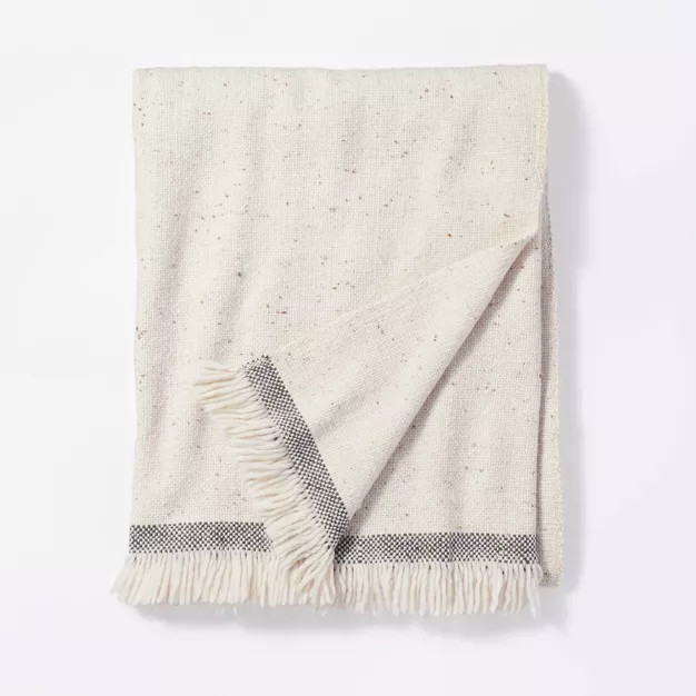 Woven Striped Border Nep Throw Blanket with Fringes - Threshold™ designed with Studio McGee | Target