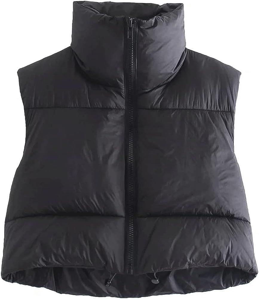 Fenclushy Women's Winter Warm Padded Crop Vest Lightweight Sleeveless Puffer Vest | Amazon (US)