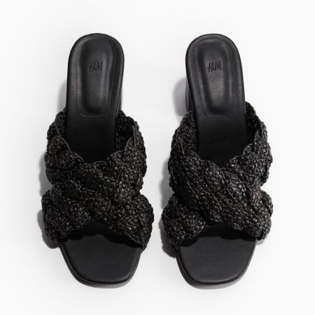 Woven strappy black heeled sandals 

#LTKfindsunder50 #LTKshoecrush #LTKstyletip