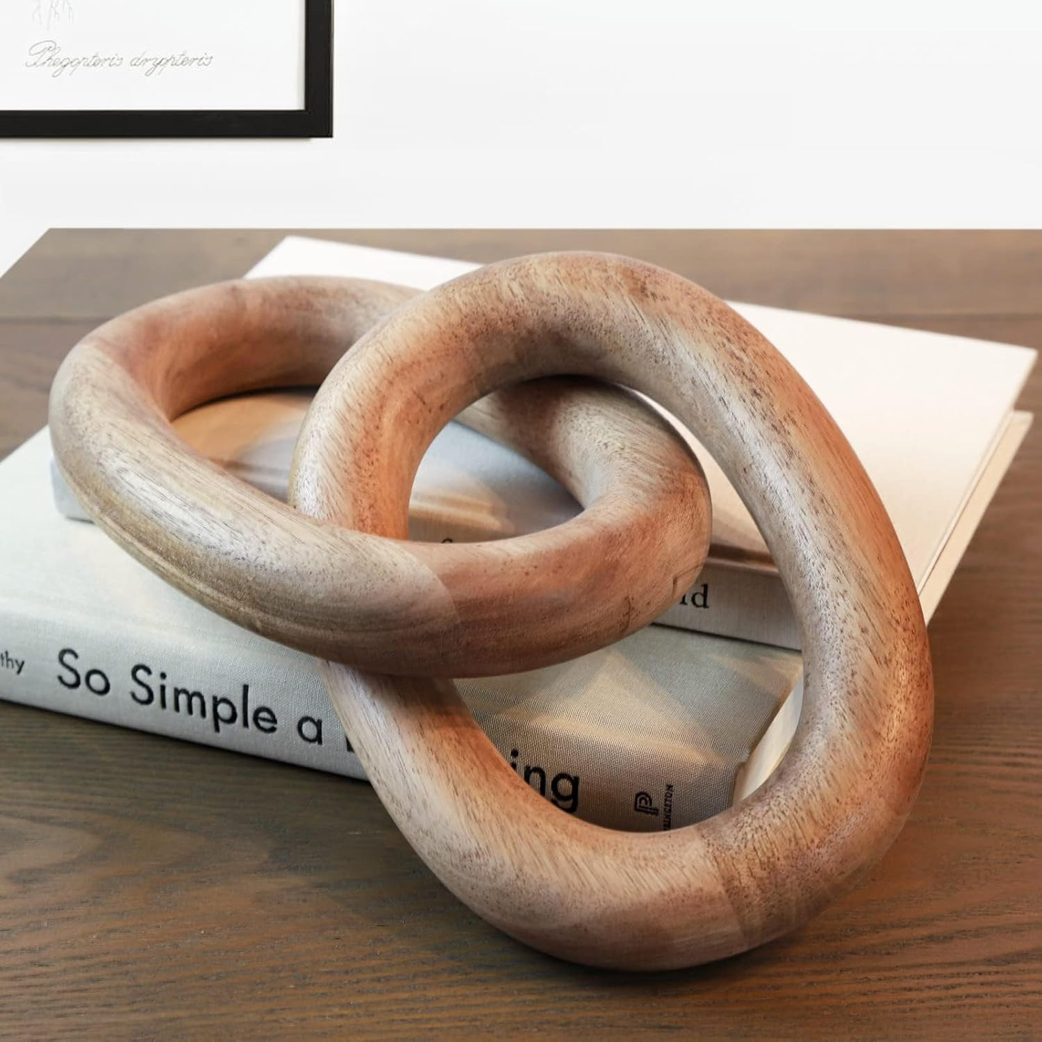 Wood Chain Link Decor – 13” Wooden Decorative Object for Coffee Table Decor and Neutral Decor... | Amazon (US)