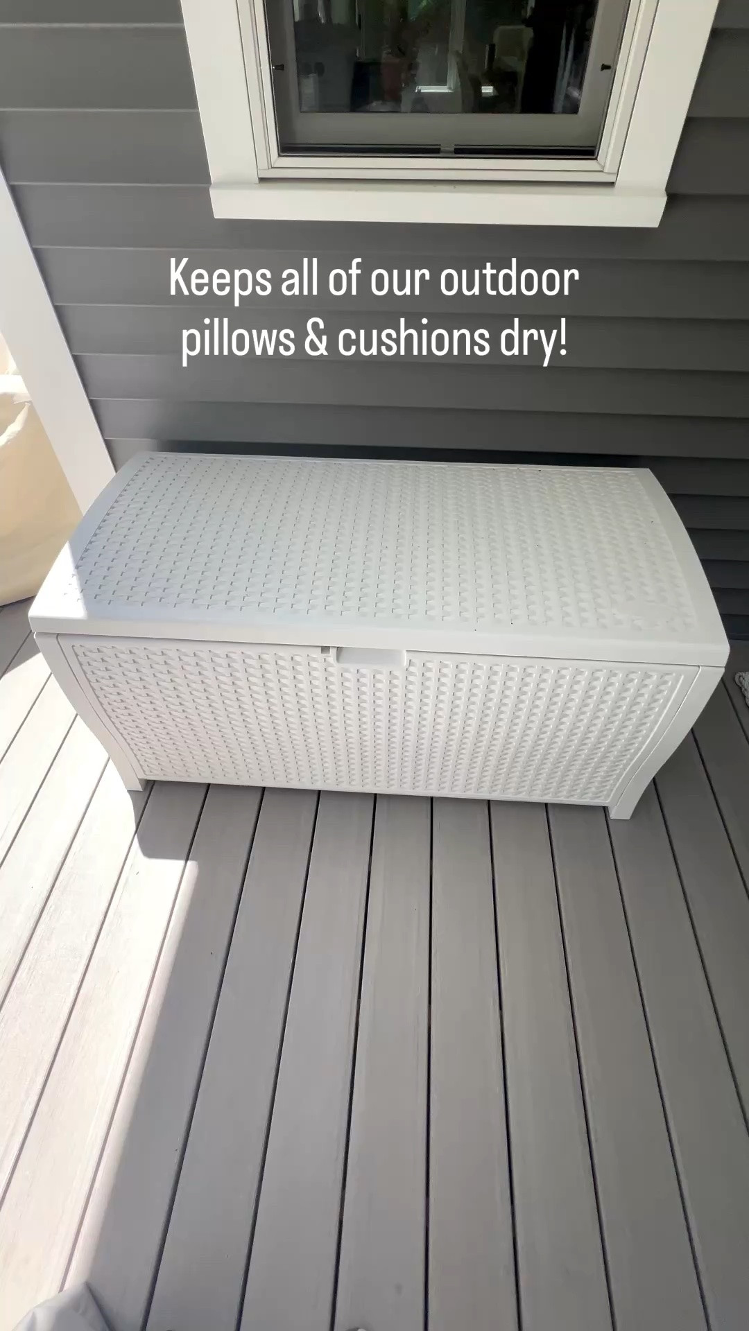 (#ad) Our deck box from @Wayfair has been such a good purchase! Not only is it watertight, but the wicker design blends perfectly with the rest of our coastal outdoor space!
#Wayfair #WayfairPartner #wishyouwerehere #outdoor  
 - 
outdoor furniture, outdoor patio, deck boxes, patio storage, outdoor pillow storage, coastal home decor, outdoor patio furniture, deck furniture, outdoor storage box, wayfair deck box, water resistant outdoor storage box, patio storage box, pool storage, garden storage, white deck box, outdoor ideas

#LTKSaleAlert #LTKHome #LTKSeasonal