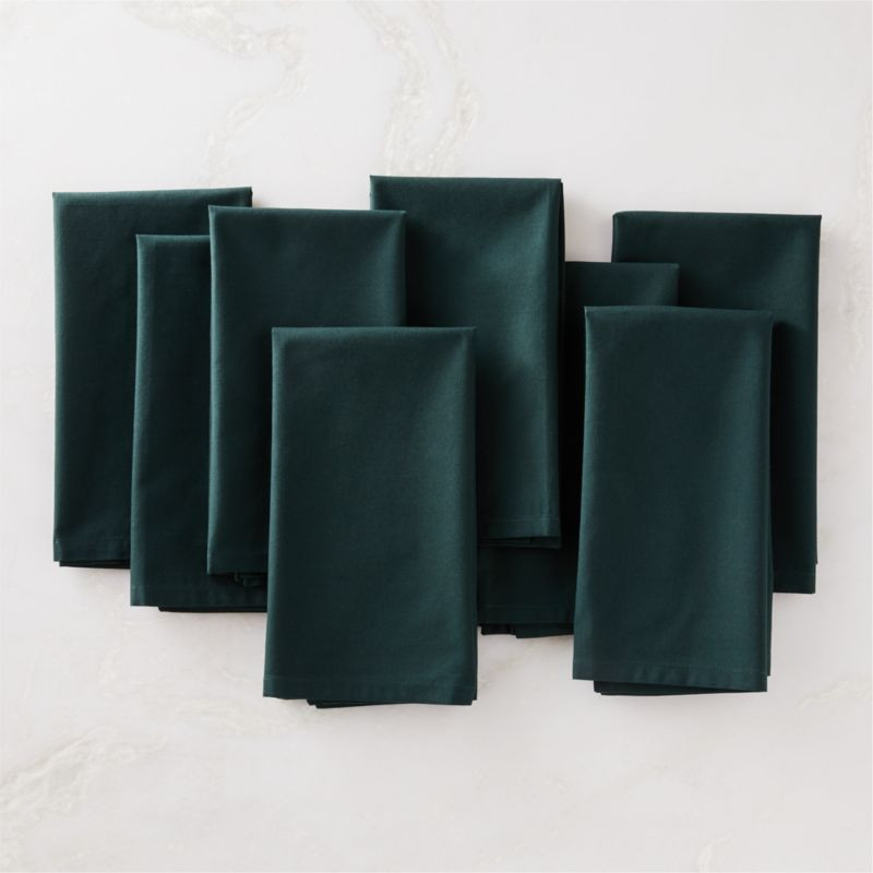 Poplin Modern Dark Green Cloth Dinner Napkins Set of 8 + Reviews | CB2 | CB2
