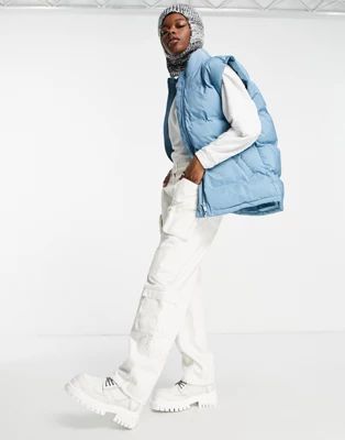 Weekday Layer recycled polyester puffer vest in dusty blue | ASOS | ASOS (Global)