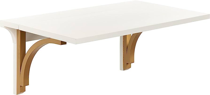Kate and Laurel Corblynd Wood Wall Mounted Desk, 30x16x16, White/Gold | Amazon (US)