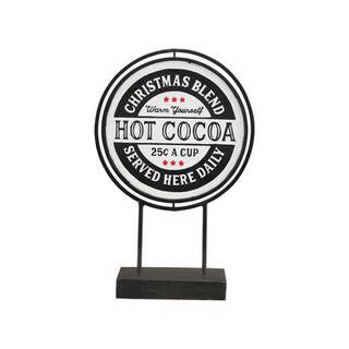 Hello Honey® 18" "For Santa, Hot Cocoa" Black & White Metal Two-Sided Sign Décor with Wood Base | Michaels® | Michaels Stores