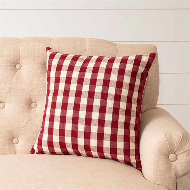 Red Gingham Accent Pillow | Antique Farm House