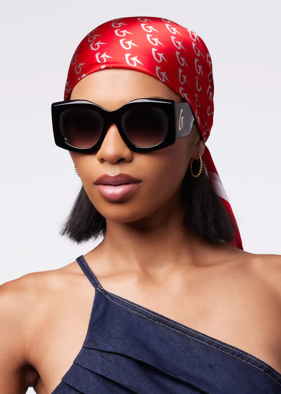 LARGE MONOGRAM SILK SCARF - RED | Glam-Aholic Lifestyle