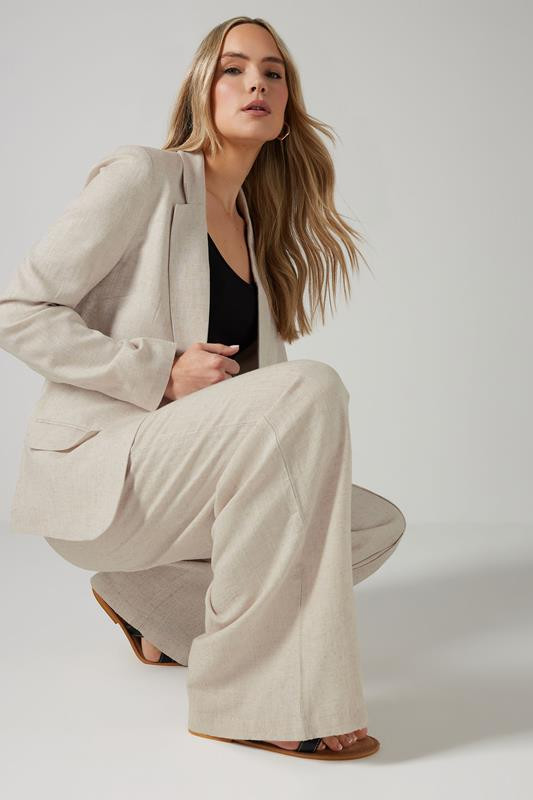 LTS Tall Stone Brown Linen Tailored Blazer | Long Tall Sally
