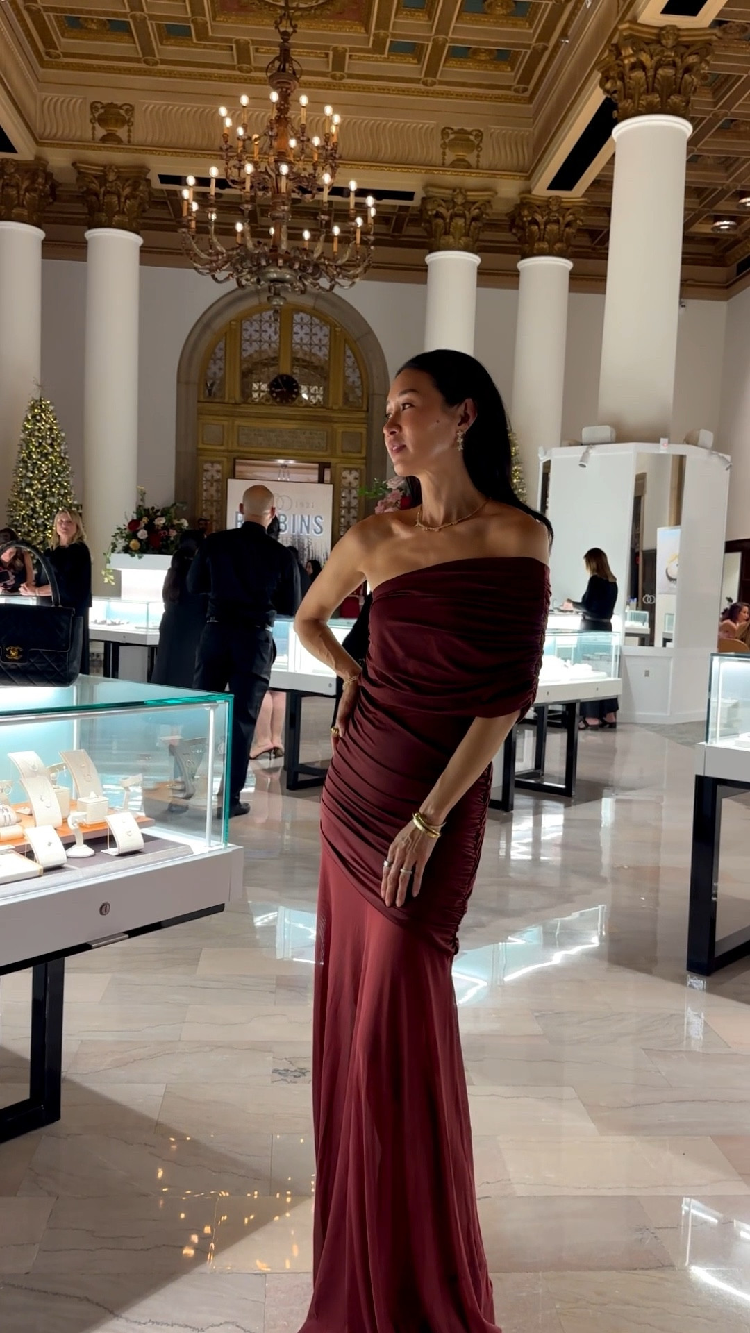 Found your next holiday party dress and it’s burgundy, it’s stretchy, and it’s under $125!! Love how this drapes, the sheerness in the right areas, and it’s perfect for your holiday gatherings and New Year’s Eve parties coming up! Wearing xs for reference. 

#LTKHoliday #LTKWedding #LTKdayinmylife