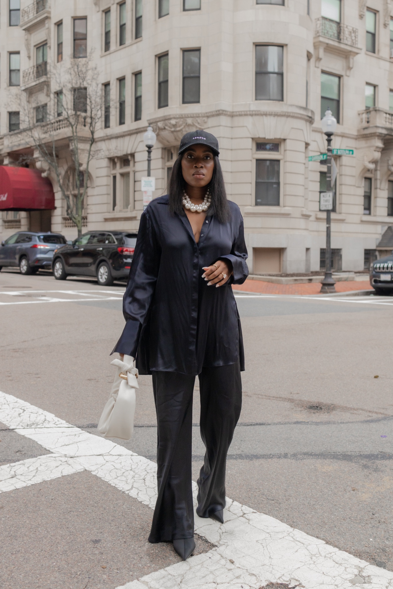 Silk blouse silk trousers black outfit 

#LTKstyletip