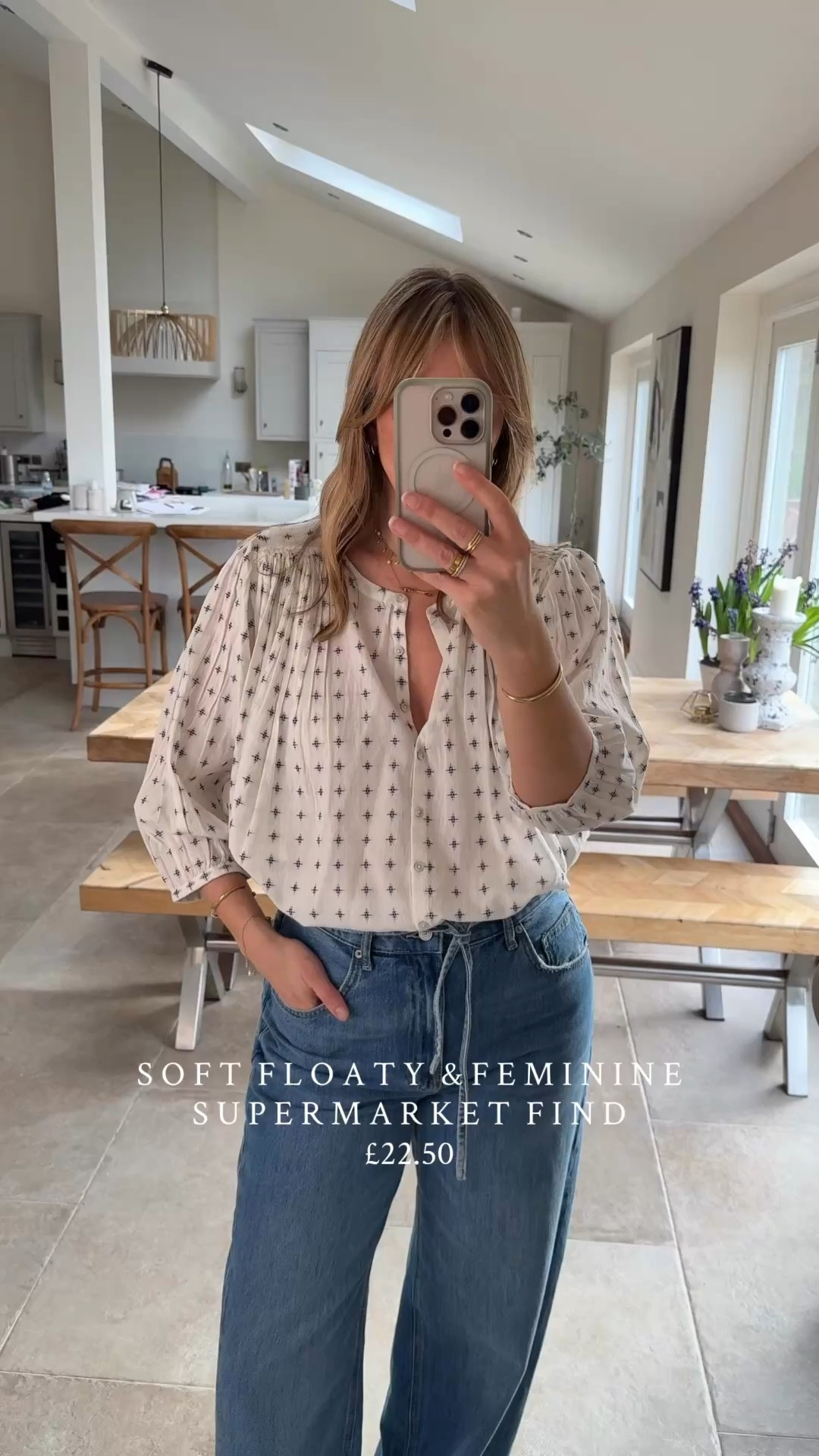 Spring blouse 
Lovely woven jacquard cotton fabric 
Light & loose 
Note this is slightly sheer and very voluminous - great for warmer weather . 
Very similar to those premium French labels that would charge £200 plus for this type of blouse. 
I’m wearing a U.K. 14 

Jeans are previous season free people East bay cuff 

#LTKTravel #LTKmomlife #LTKSeasonal