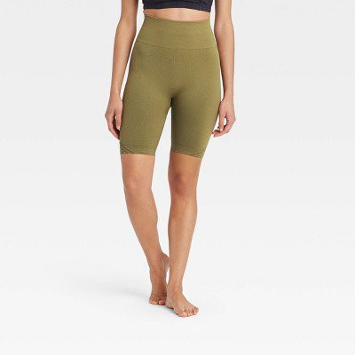 Women s High-Rise Seamless Bike Shorts 7 - JoyLab Army Green M | Walmart (US)