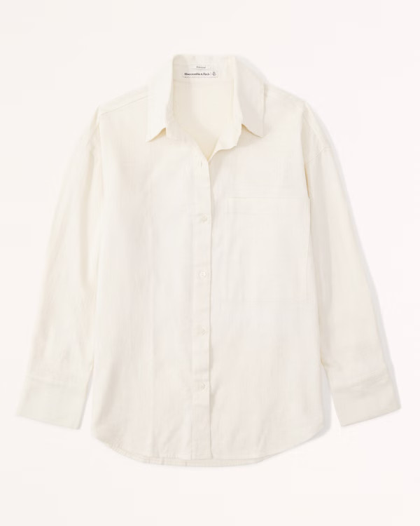 Oversized Linen-Blend Shirt | Abercrombie & Fitch (US)