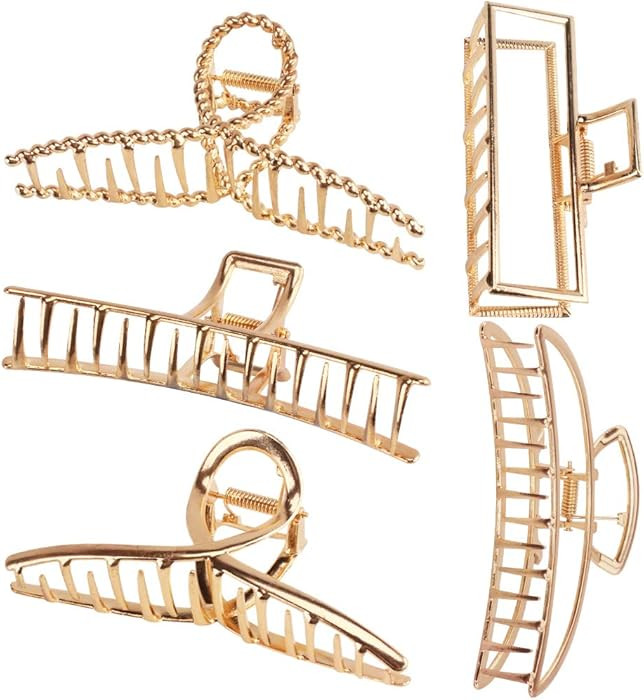 ANBALA Gold Hair Clips, Metal Large Claw Clips for Thick Hair Big Jaw Clips for Hair, Butterfly H... | Amazon (US)