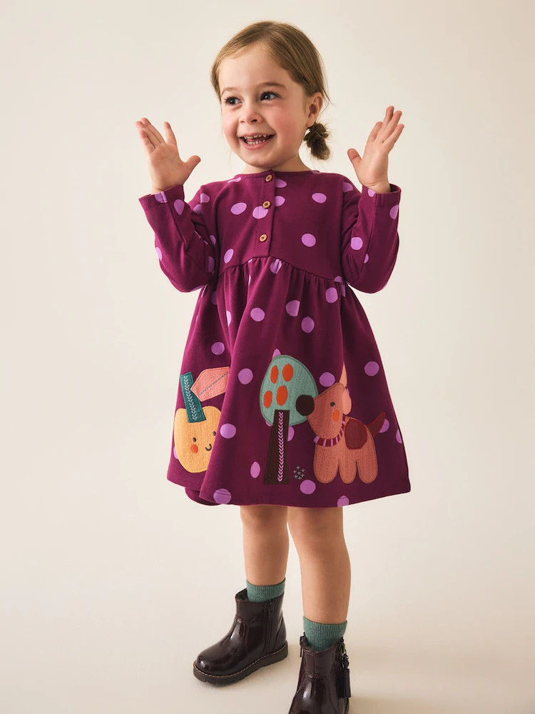 Berry Pink Long Sleeve Dress (3mths-7yrs) | Next US