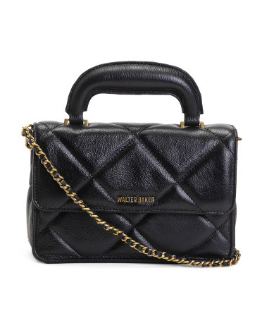 Leather Genevieve Mini Top Handle Bag With Chain Shoulder Strap | TJ Maxx
