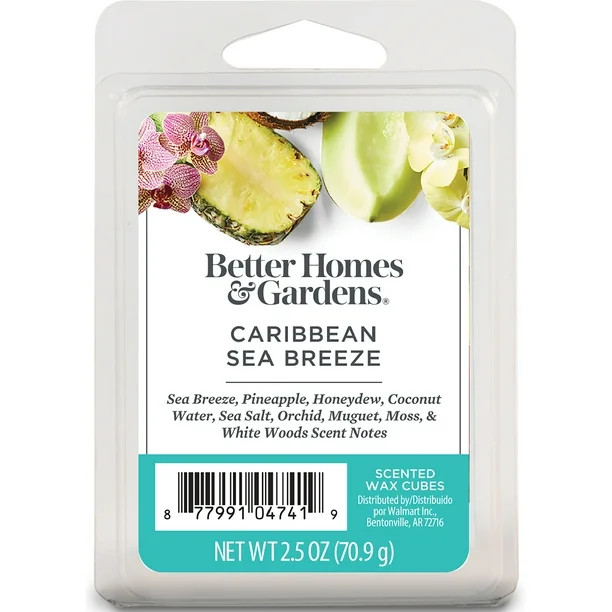 Caribbean Sea Breeze Scented Wax Melts, Better Homes & Gardens, 2.5 oz (1-Pack) | Walmart (US)