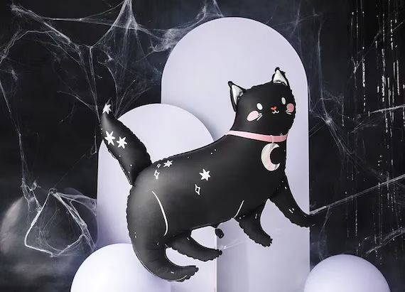 Giant Black Cat Balloon, 81x80cm, High Quality, Black Cat Balloon, Halloween Balloon, Spooky Cat,... | Etsy (US)