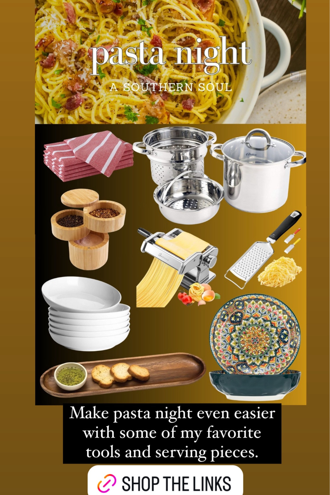 Get ready to elevate your Pasta Night! I've rounded up some of my favorite kitchen tools and essentials that make whipping up a delicious pasta meal even easier. 

#LTKHome #LTKFindsUnder100