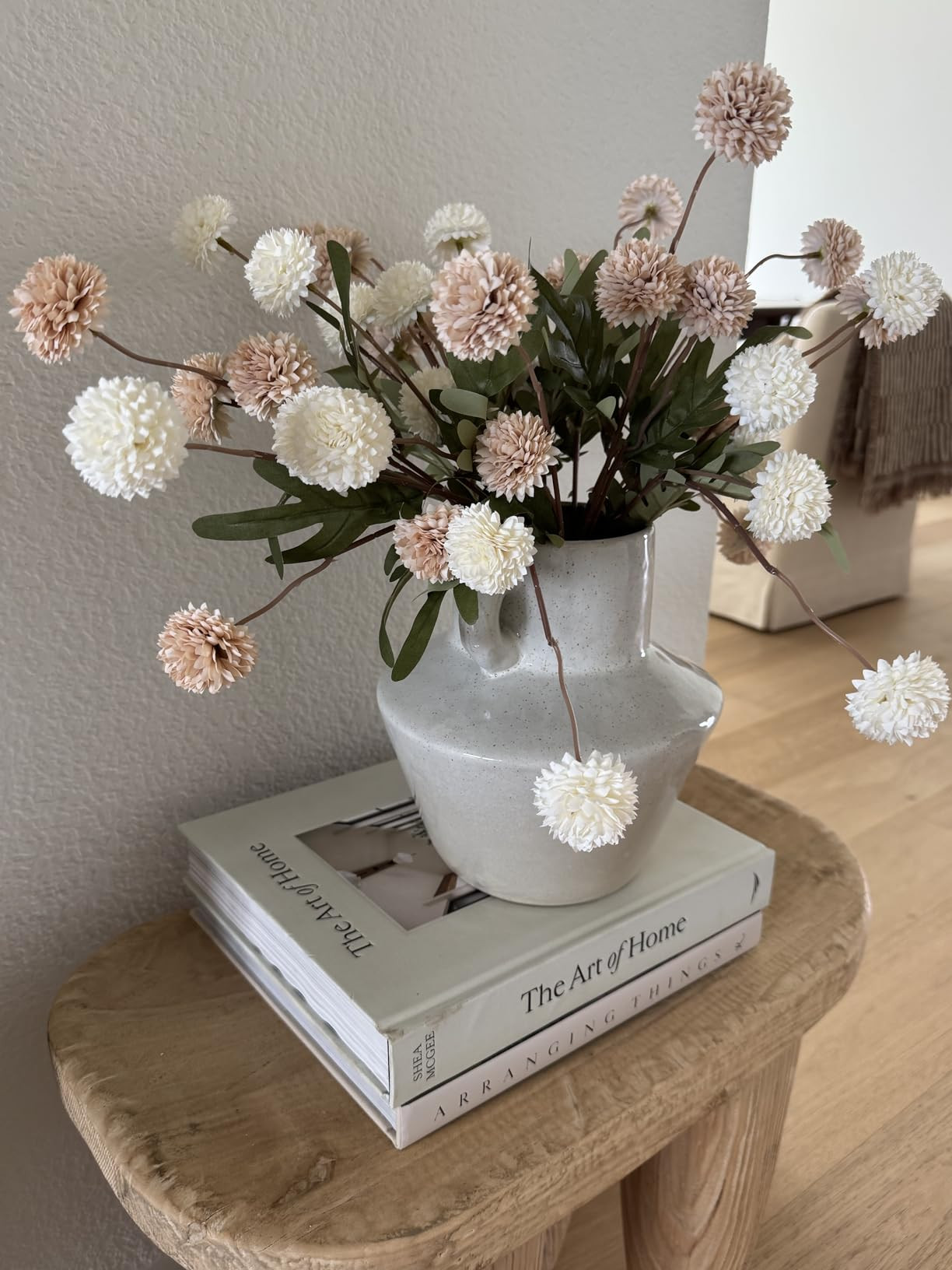 Floroom 9pcs Beige Ivory Mix Faux Silk Mums Artificial Flowers, Bulk Fake Small Mini Chrysanthemums with Stems for DIY Wedding Centerpieces Floral Arrangements Vase Fillers Home Decorations | Amazon (US)