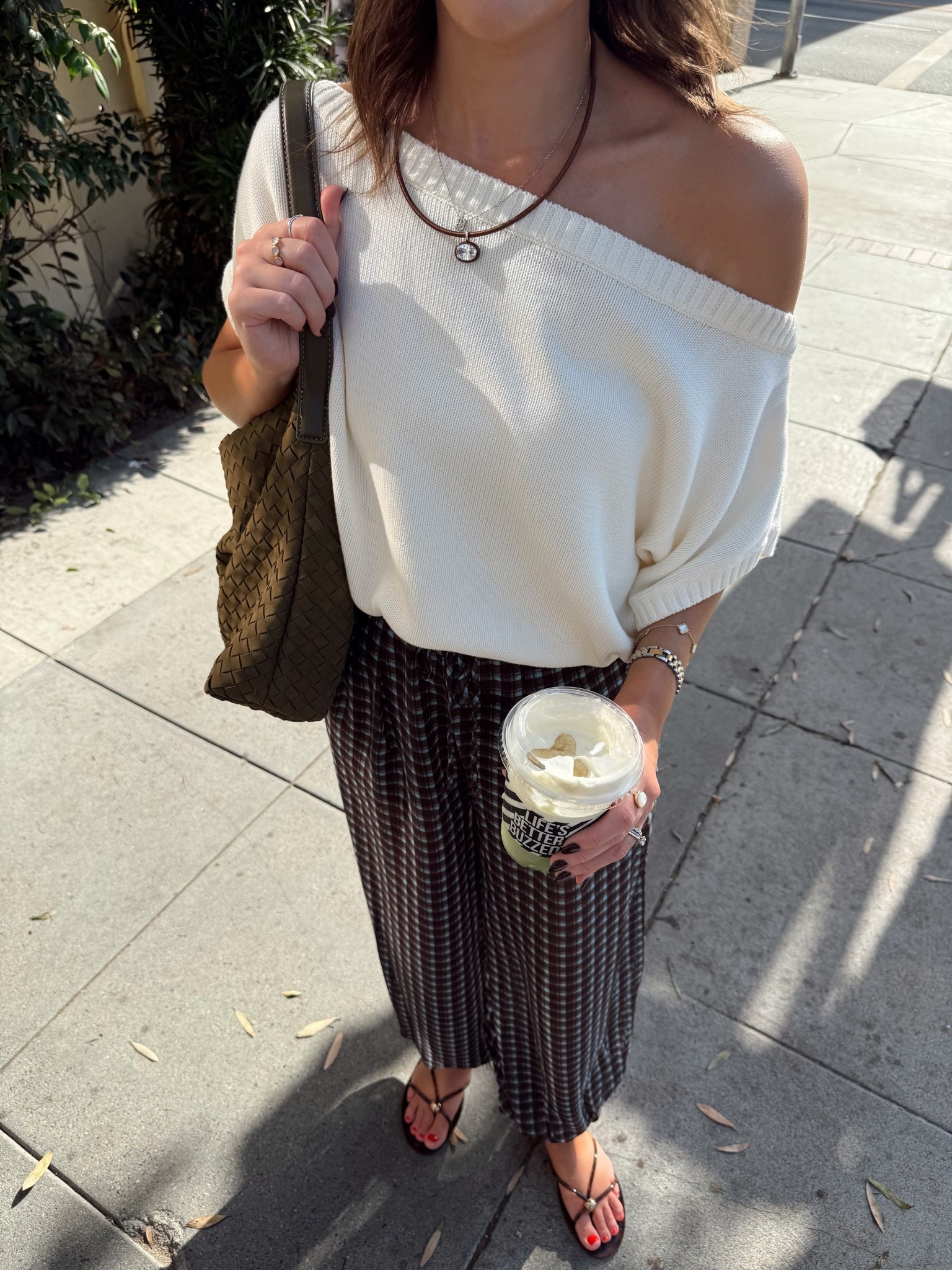 One of my favorite outfits from the trip! These pants are so fun!! Sheer balloon pants with a drawstring waist and built in shorts. I love the plaid and the color combo and think they would be really fun to dress up for the holidays! Wearing a small top and small bottoms!