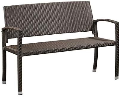 Patio Sense Miles Wicker Patio Bench | All Weather Resin Wicker | Mocha Finish | Lightweight | Ea... | Amazon (US)