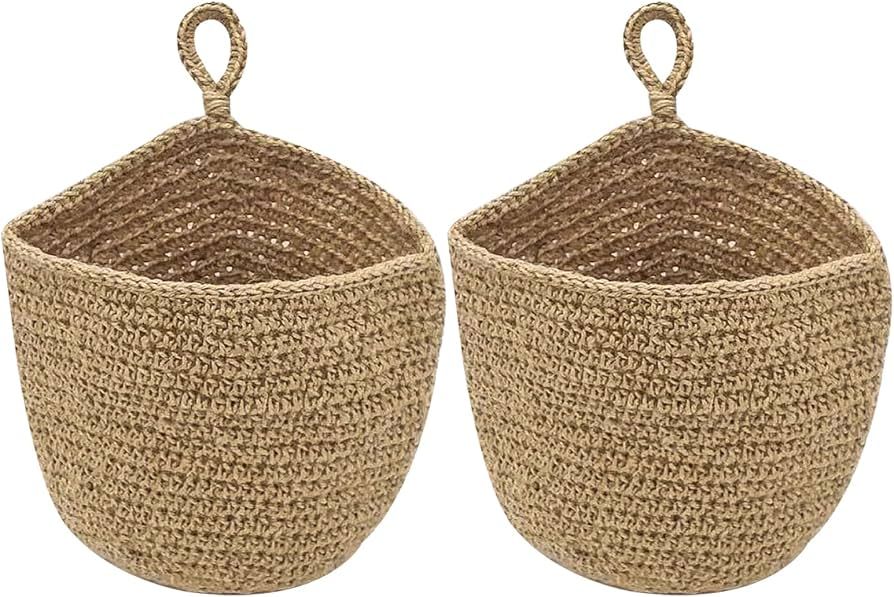 Jute Onion Basket Hanging for Pantry with Wooden hook, Potato Garlic Onion Pantry Storage Baskets... | Amazon (US)