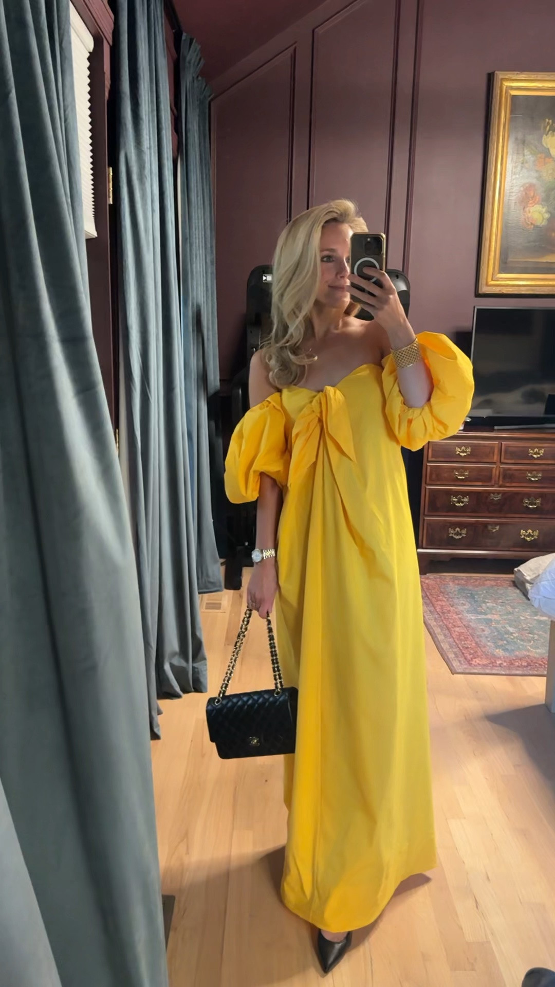 Yellow gown yellow maxi dress off shoulder dress bow dress wedding guest black tie cocktail party formal attire formal dress code

#LTKootd #LTKWedding #LTKgrwm