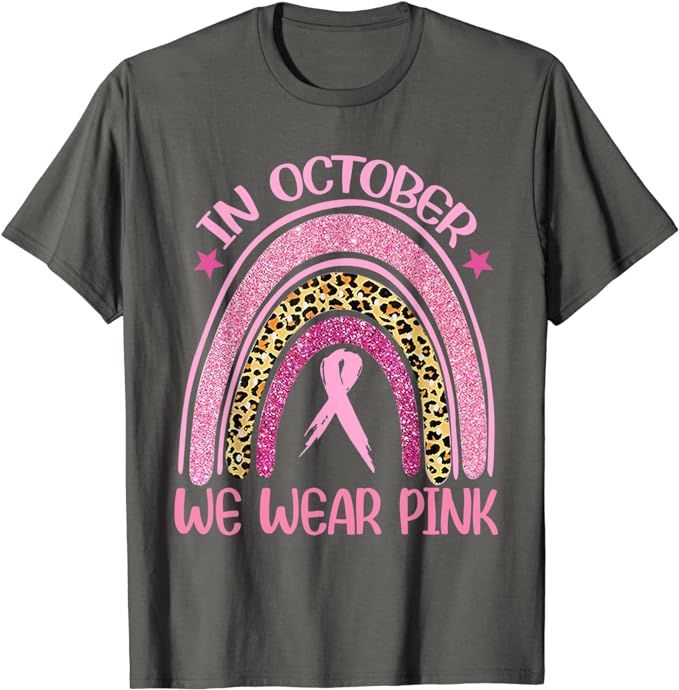 In October We Wear Pink Leopard Breast Cancer Awareness T-Shirt | Amazon (US)