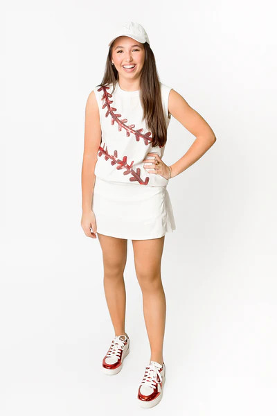 Baseball White Tank | Belle Cher