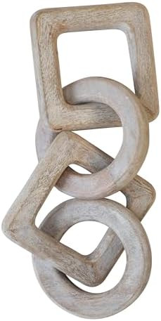 Creative Co-Op Mango Wood Chain Décor, Whitewashed | Amazon (US)