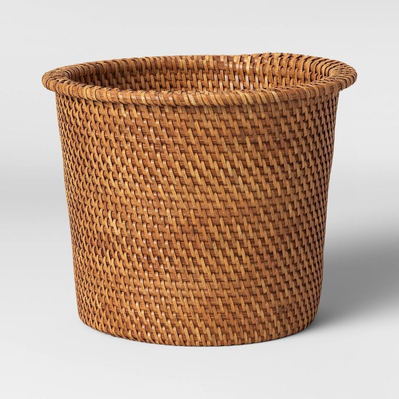 9.8&#34; Rattan Planter with Plastic Tray inside Brown - Threshold&#8482; | Target