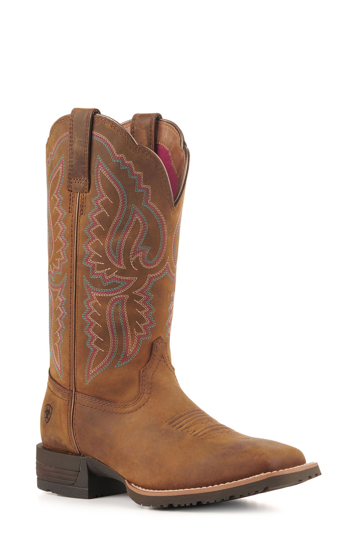 Ariat Women's Hybrid Ranchwork Distressed Brown Shock Shield Wide Square Toe Cowboy Boots - 6xB - From Cavender's | Cavender's