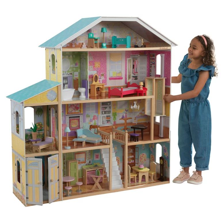 KidKraft Majestic Mansion Wooden Dollhouse with 34 Accessories - Walmart.com | Walmart (US)