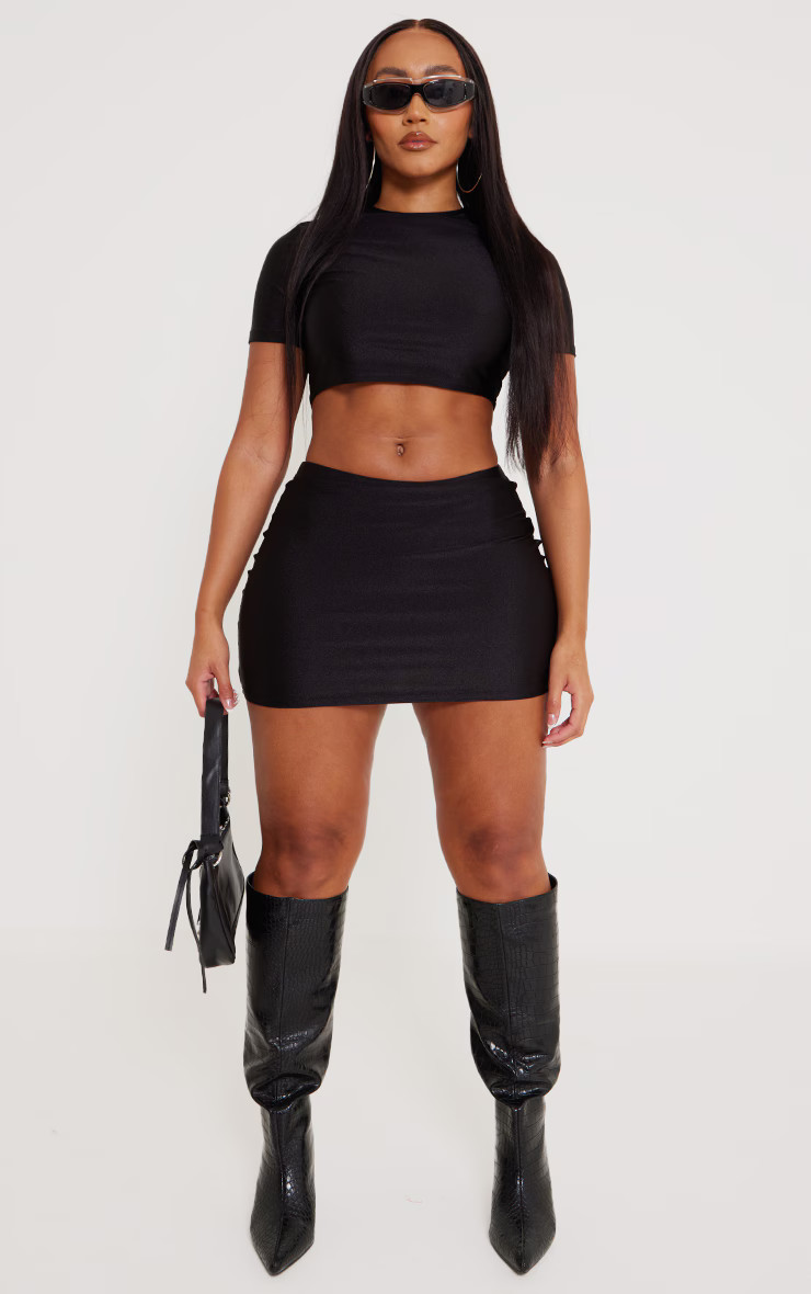 Shape Black Disco Sculpt Micro Mini Skirt | PrettyLittleThing UK