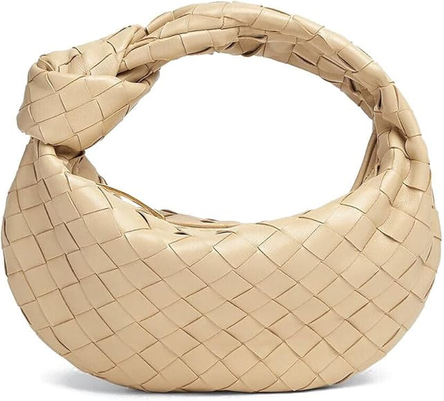 Mini Leather Tote Bag Women Handbag Woven Handmade Hobo Shoulder Bag | Amazon (US)