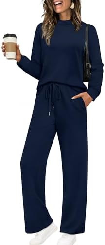 Sampeel Two Piece Sets for Women Mock Neck Matching Sets Loungewear Fall Clothes Travel Outfits F... | Amazon (US)