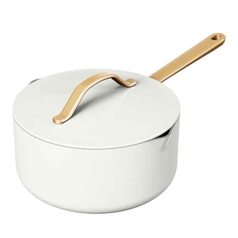 Beautiful 3 Quart Ceramic Non-Stick Covered Sauce Pan with Strainer Lid, White Icing by Drew Barr... | Walmart (US)