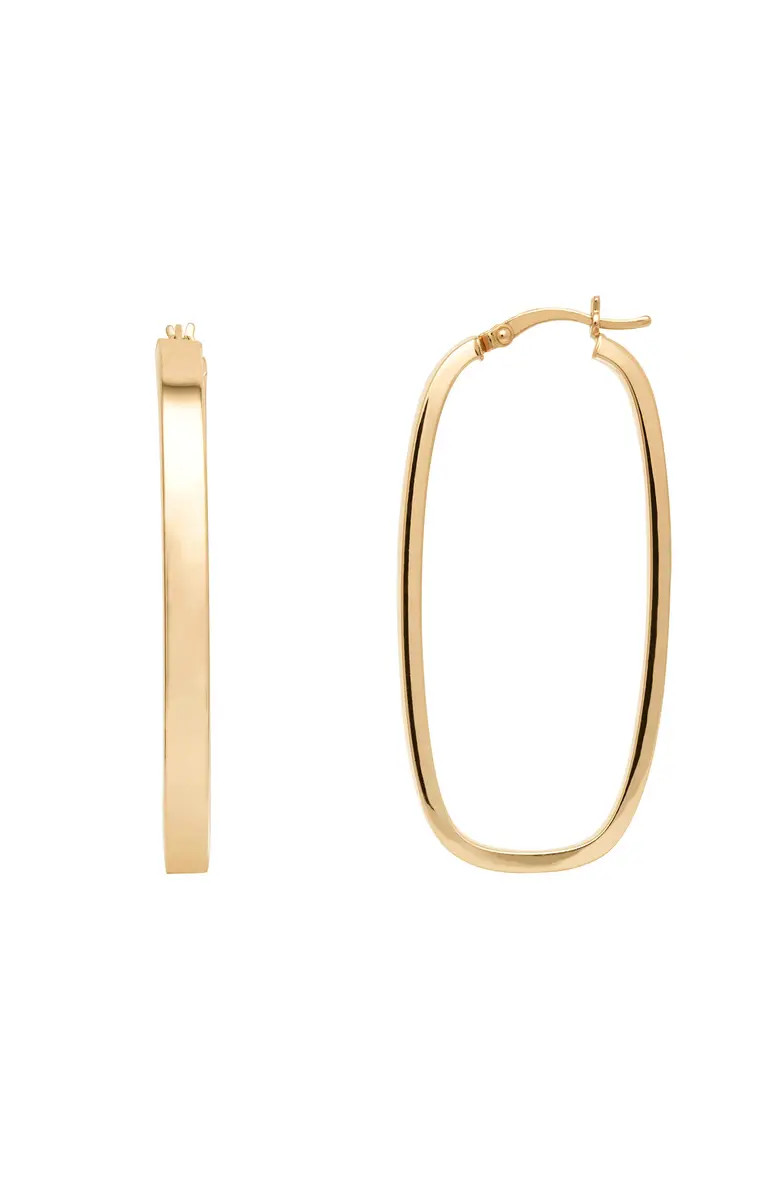 HOT SILVER Rectangular Square Sterling Silver Hoop Earrings, 1.8" | Nordstrom | Nordstrom