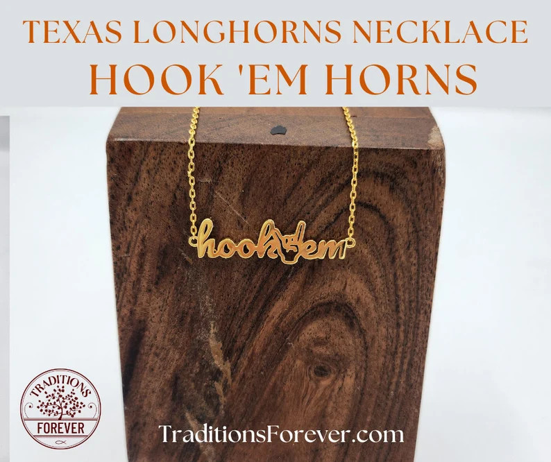 Hook Em Horns Necklace | 18K Gold Vermeil UT Austin Jewelry | Etsy (Global)