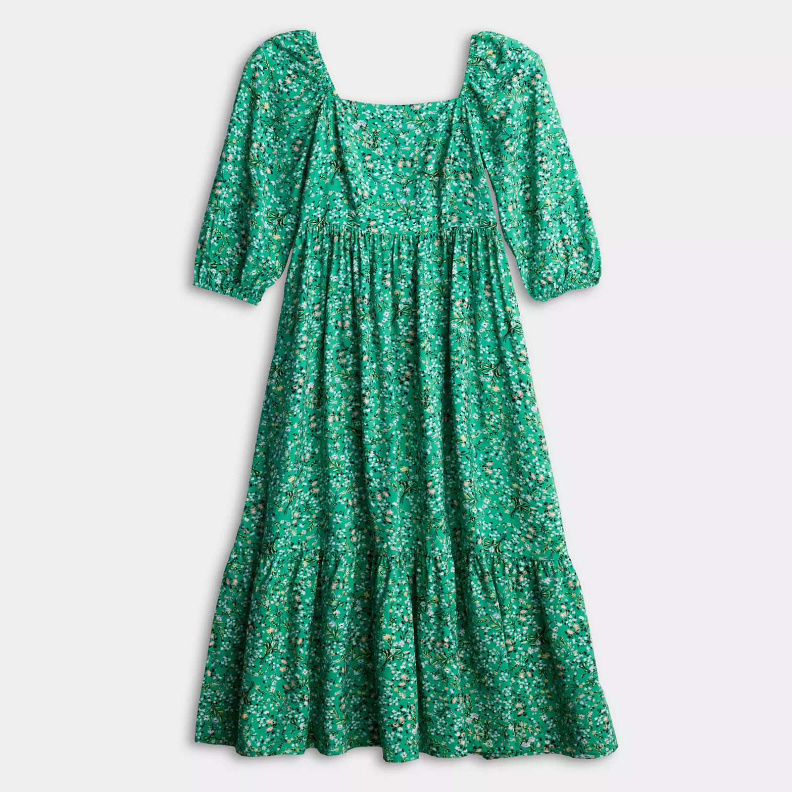 Women's LC Lauren Conrad Square Neck Puff 3/4 Sleeve Midi Dress | Kohl's