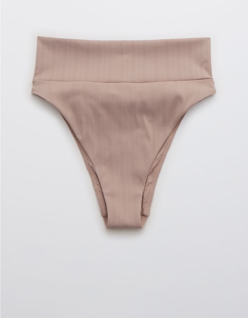 Aerie Striped Ribbed High Cut Cheeky Bikini Bottom | American Eagle Outfitters (US & CA)