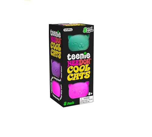 Schylling NeeDoh Teenie Cool Cat - Sensory Squeeze Toy - Contains 3 Mini Groovy Globs - 1.5" Wide - Color May Vary (Pack of 1) | Amazon (US)