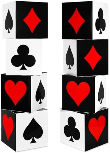 Zhanmai 4 Pcs Casino Party Decorations Las Vegas Game Night Party Supplies Large Poker Favor Good... | Amazon (US)