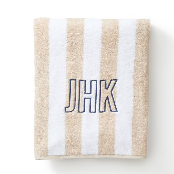 Cabana Stripe Beach Towel, Flax | Mark and Graham