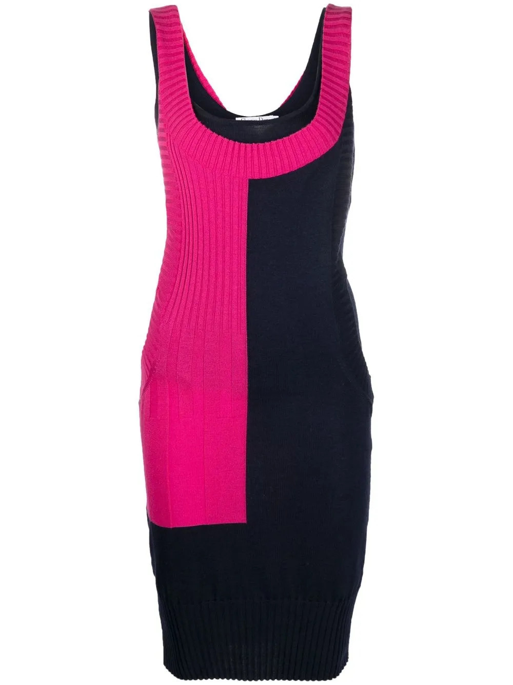 Christian Dior Pre-Owned 2010 colour-block knitted dress - Blue | Farfetch Global