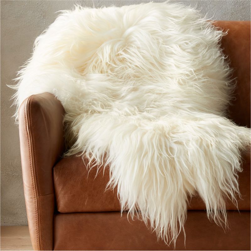 Icelandic White Sheepskin Fur Throw Blanket + Reviews | CB2 | CB2