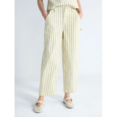 Free Assembly Women s Striped High Rise Cropped Barrel Jeans 26 Inseam Sizes 0-16 | Walmart (US)