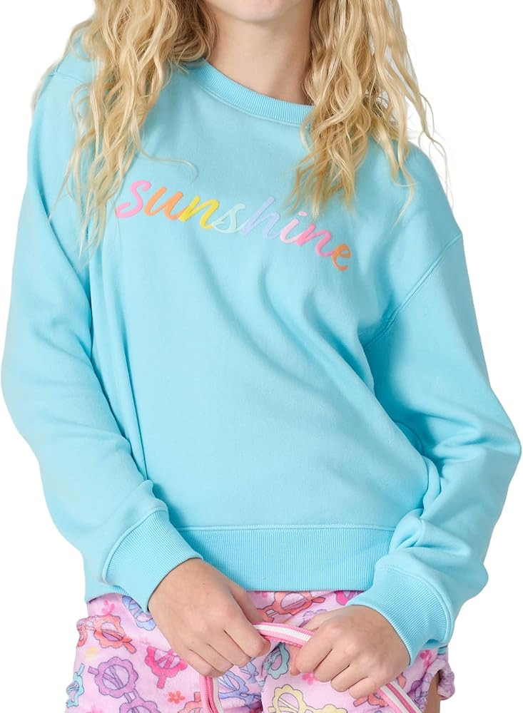 iscream Big Girls Softest Puff Fleece Crewneck Fun Graphic Sweatshirt - Pretty Prints Collection | Amazon (US)